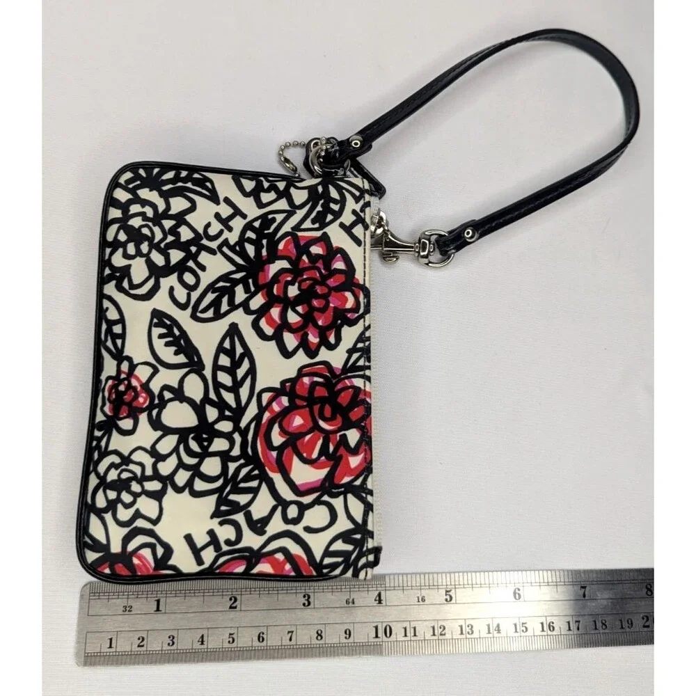 COACH Poppy Wristlet Coin Wallet with Roses - RARE!